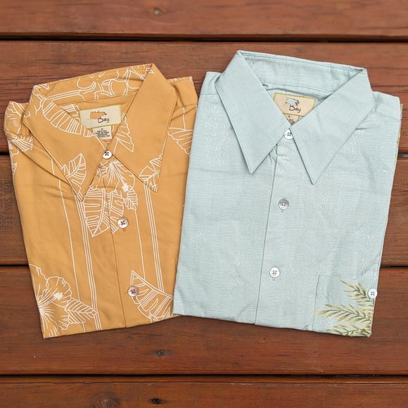 Silk Floral Button Down Shirts Men Lot of 2 Casual Hawaiian Camp Top NEW Small - Picture 1 of 8